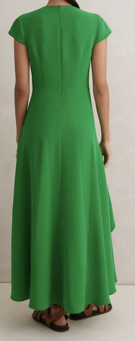 Fluid Crepe Volant Statement Maxi Dress