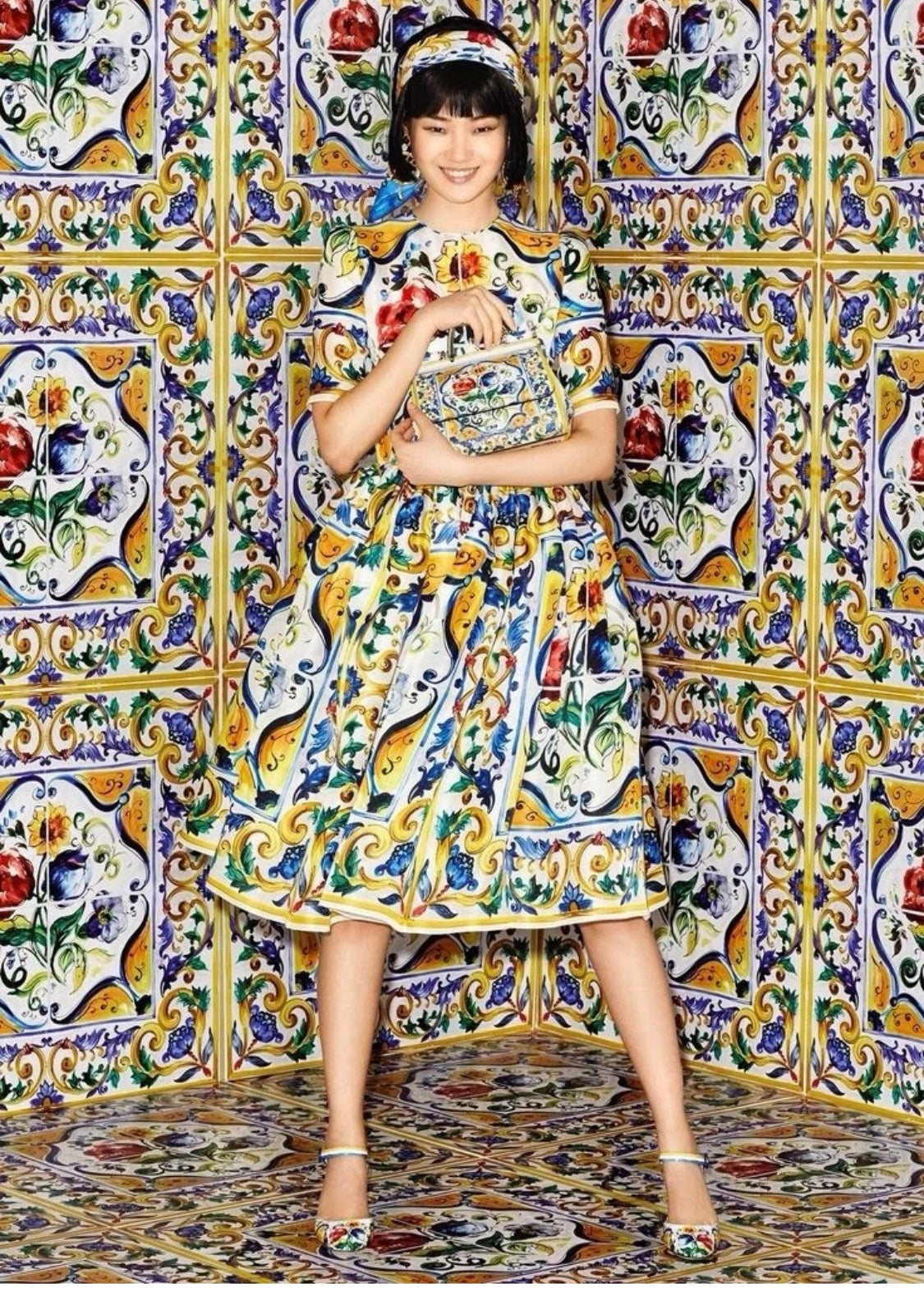 Dolce & Gabbana Majolica Silk Midi Dress