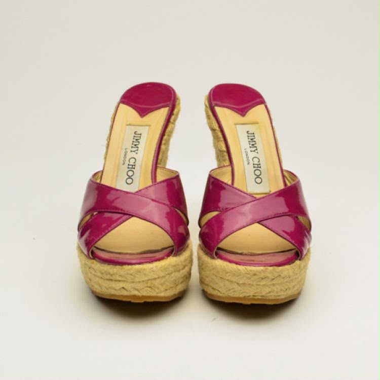 JIMMY CHOO pink patent wedges