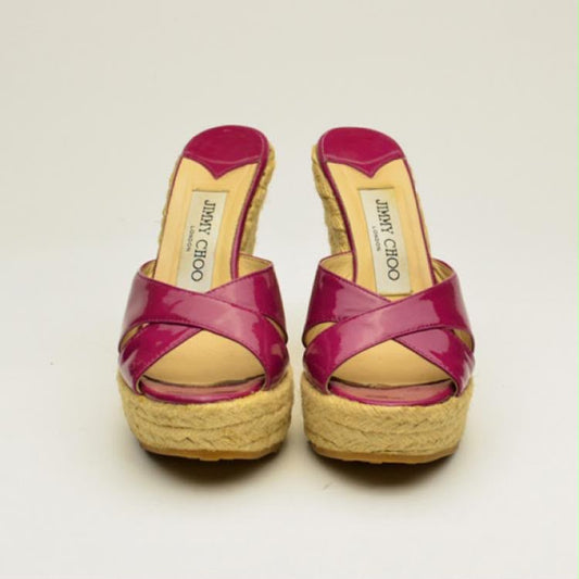 JIMMY CHOO pink patent wedges