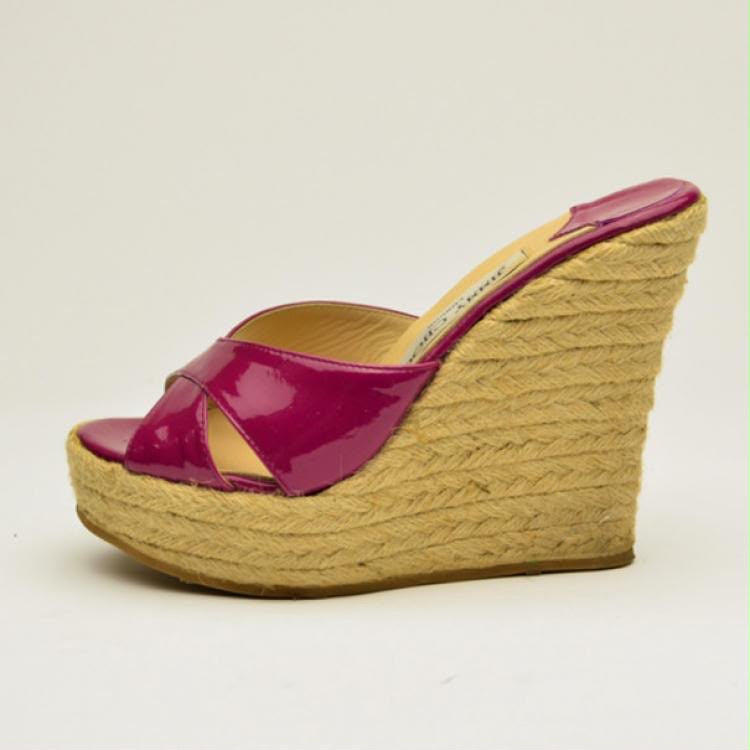 JIMMY CHOO pink patent wedges