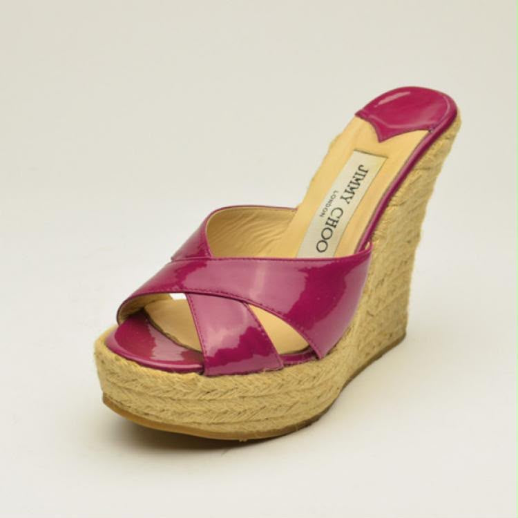 JIMMY CHOO pink patent wedges