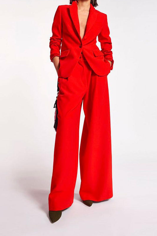 ESSENTIAL ANTWERP Red slim-fit blazer and trouser suit 

Size Blazer 36" Trousers 38"