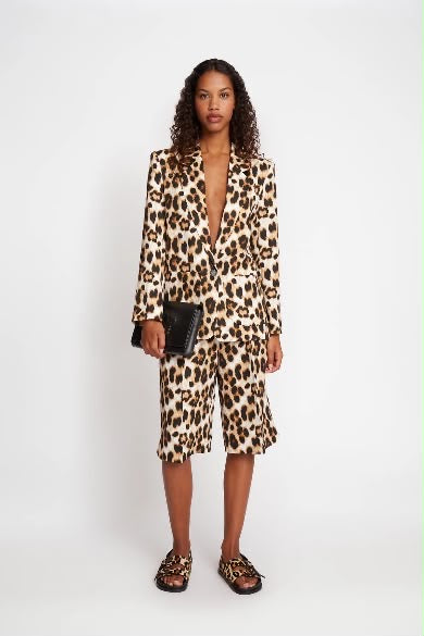 MUNTHE leopard print blazer/shorts set