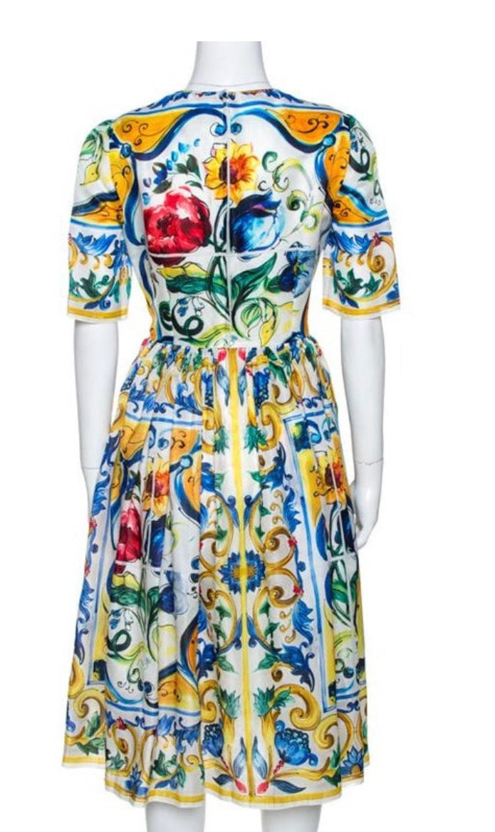 Dolce & Gabbana Majolica Silk Midi Dress