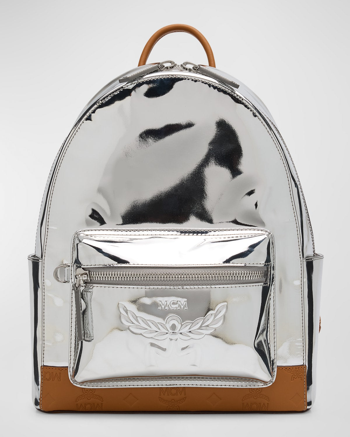 MCM Stark Backpack In Metallic Mirror Leather