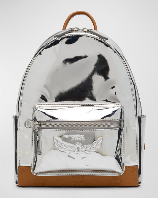 MCM Stark Backpack In Metallic Mirror Leather