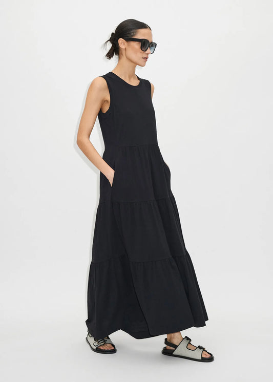 ME+EM
Sleeveless Tiered Slub Maxi Dress
